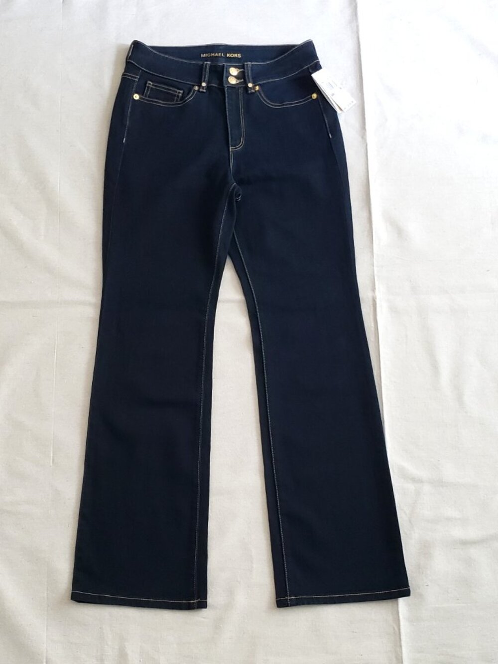 Michael Kors Women's Size 6x31 Navy Dark Blue Jersey Stretch Jeans Straight Leg